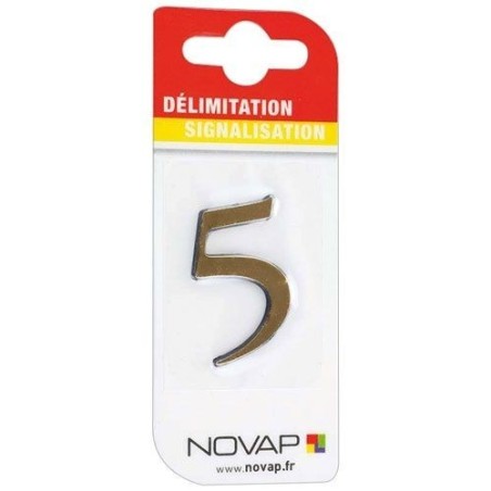 Chiffre autocollant 5 40mm or sur carte