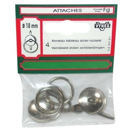 Anneau tableau acier nickelé 18mm sc X4