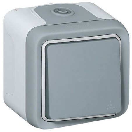 Interrupteur plexo apparent complet gris s/c