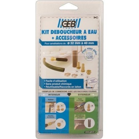 Kit déboucheur à eau petite taille Ø32-40mm +accessoire