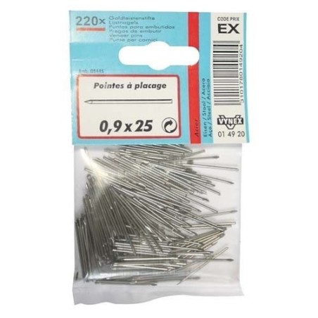 Pointe placage acier 0.9x35 x220p en blister