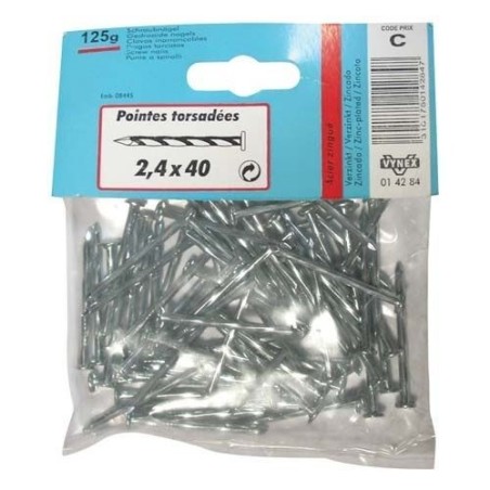 Pointe torsadée TP acier zingué 2.4x40mm 125g