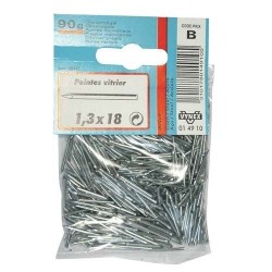 Pointe vitrier acier 1.3x18 90g