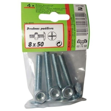 Boulon poêlier azi 8x50 sc x4