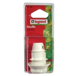 Douille E14 plastique blanc+bague s/c