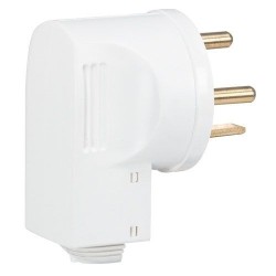 Fiche mâle 3p+t 20a coudée blanc vrac