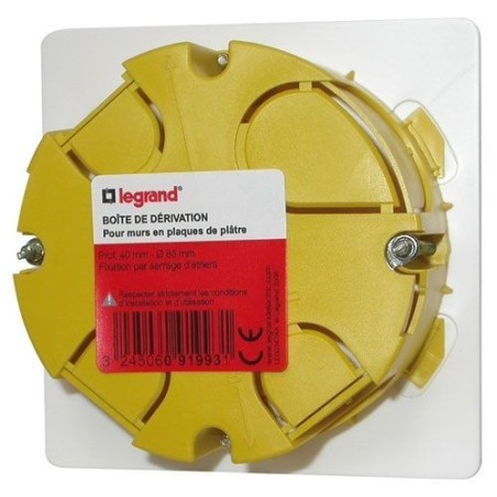 Boîte dérivation à encastrer d.100mm pour plaque de plâtre