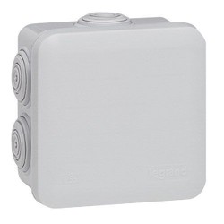 Boîte dérivation 80x80x45 Plexo gris 7 embouts vrac