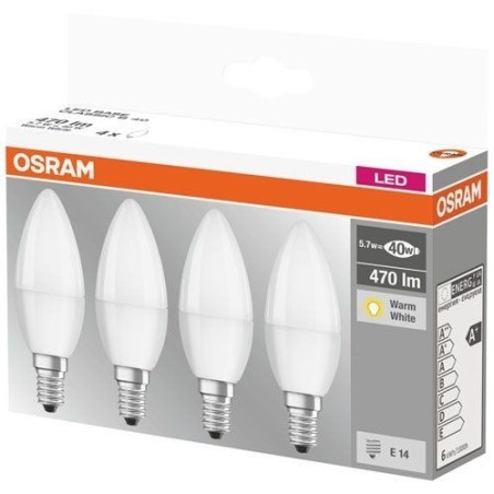 LED flamme dépolie avec radiateur 5.7W:40W E14 chaud x 4