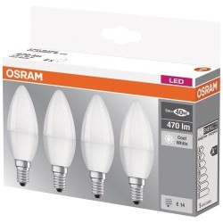 LED flamme dépolie avec radiateur 5.7W:40W E14 froid x 4