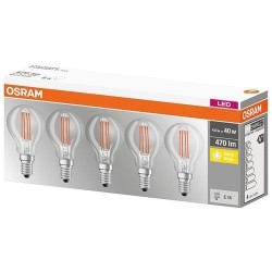 Led filamentsphérique 4W E14 blanc chaud boite de 5