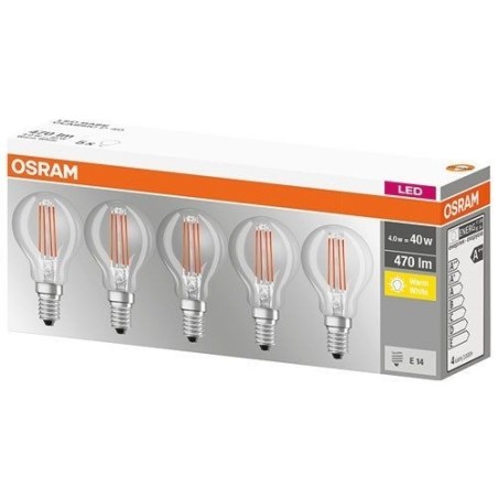 Led filamentsphérique 4W E14 blanc chaud boite de 5