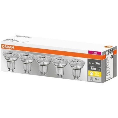Led spot PAR16 36° 4.3W GU10 blanc chaud boite de 5