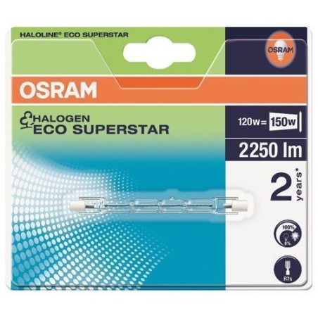 Tube r7s halogène  75mm 120W blister 1