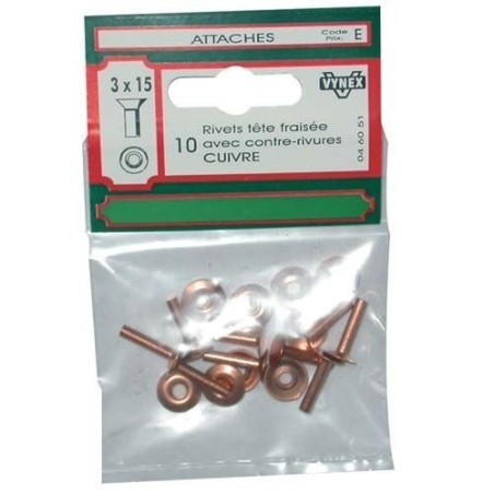 Rivet t.f. cuivre 3x15 x10