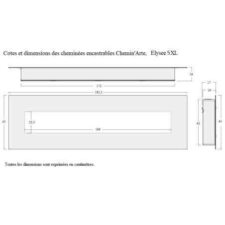 Cheminée décorative encastrable Elysée 5XL 182 cm