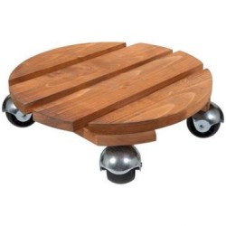 Roule plante rond basics 30cm 70kg 4 roues bois naturel