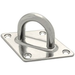 Platine losange oeil acier inox. 80x120mm Øfil 10mm uc1