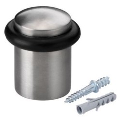 Butée de porte à vis + joint acier inox en blister