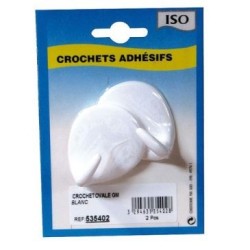 Crochet adhésif ovale céramique blanc gm bl2