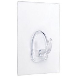 Crochet adhérent réutilisable 80x62mm transparent en blister