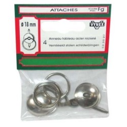Anneau tableau acier nickelé 18mm sc X4