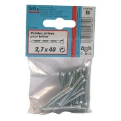 Pointe striée béton acier trempé 2.7x40mm  50g