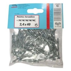 Pointe torsadée TP acier zingué 3x60mm 130g