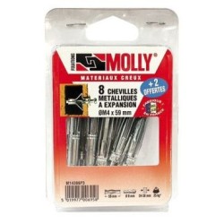 Cheville molly 4x33mm+vis m4 c/10 coque