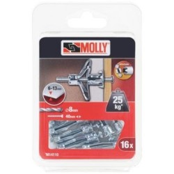 Cheville molly 4x33mm+vis m4 c/16 coque