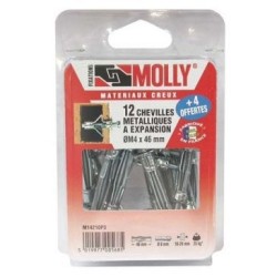 Cheville molly 4x46mm+vis m4 c/16 coque