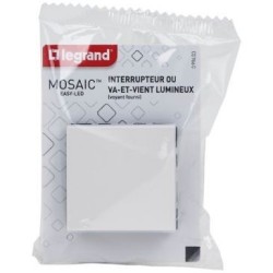 Mosaic interrupteur va/vient lumineux 2 modules blanc compo