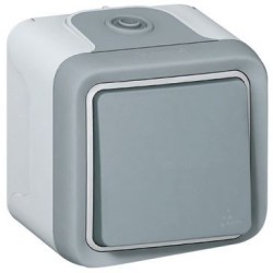 Interrupteur plexo apparent complet gris s/c