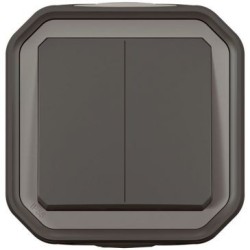Plexo double interrupteur anthracite complet