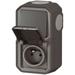 Plexo interrupteur et prise 2p+t vertical anthracite