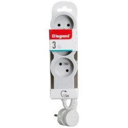 Multiprise FB 3x2P+T standard 1.5m 1mm² blanc/gris