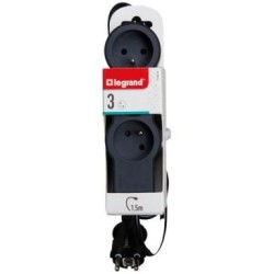 Multiprise FB 3x2P+T standard 1.5m 1mm² noir