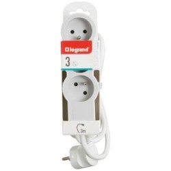 Multiprise FB 3x2P+T standard 3m 1mm² blanc/gris