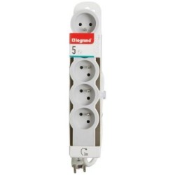 Multiprise FB 5x2P+T standard 3m 1mm² blanc/gris