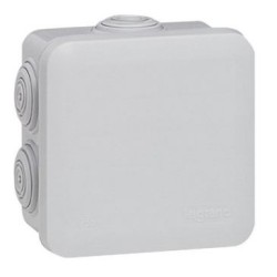 Boîte dérivation 80x80x45 Plexo gris 7 embouts vrac