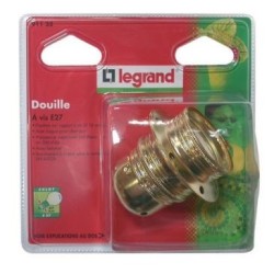 Douille E27 acier laitonné+bague s/c