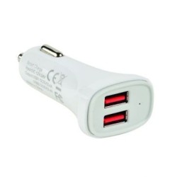 Chargeur 2 usb 5v/4.8a sur allume cigare 12v blanc