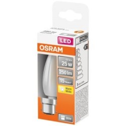 LED flamme verre dépoli 2.5w B22 250lm 2700K chd bte 1