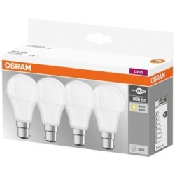 LED standard dépolie avec radiateur 8.5W:60W B22 chaud x 4
