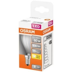 Led sphérique verre dépoli 6.5w e14 806lm 2700K chd bte 1