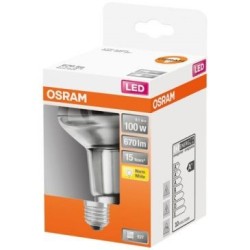 Spot r80 led verre clair 9.1w e27 670lm 2700K chaud bte 1