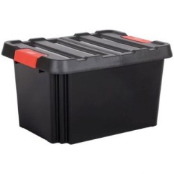 Bac de rangement Stock'R 58l noir avec couvercle