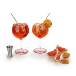 Set verres à pied cocktail + 2 pailles + doseur