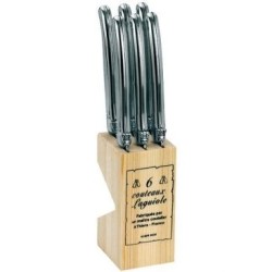 Bloc de 6 couteaux Laguiole tout inox