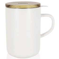 Tisanière 475ml blanc avec couvercle bois